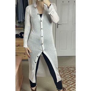 Free People Silver Sublime Maxi Sheer Ribbed Maxi Cardigan Size S. B11